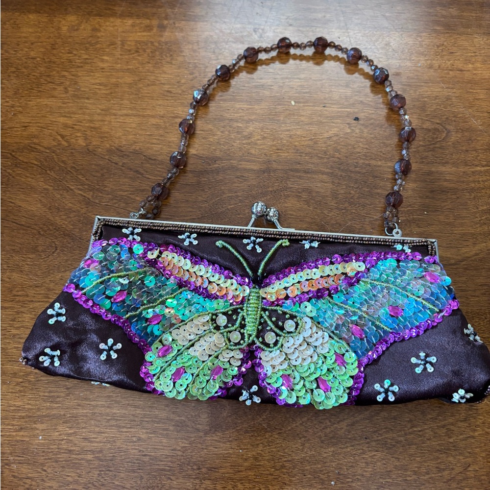 Embellished Butterfly Clutch Bag